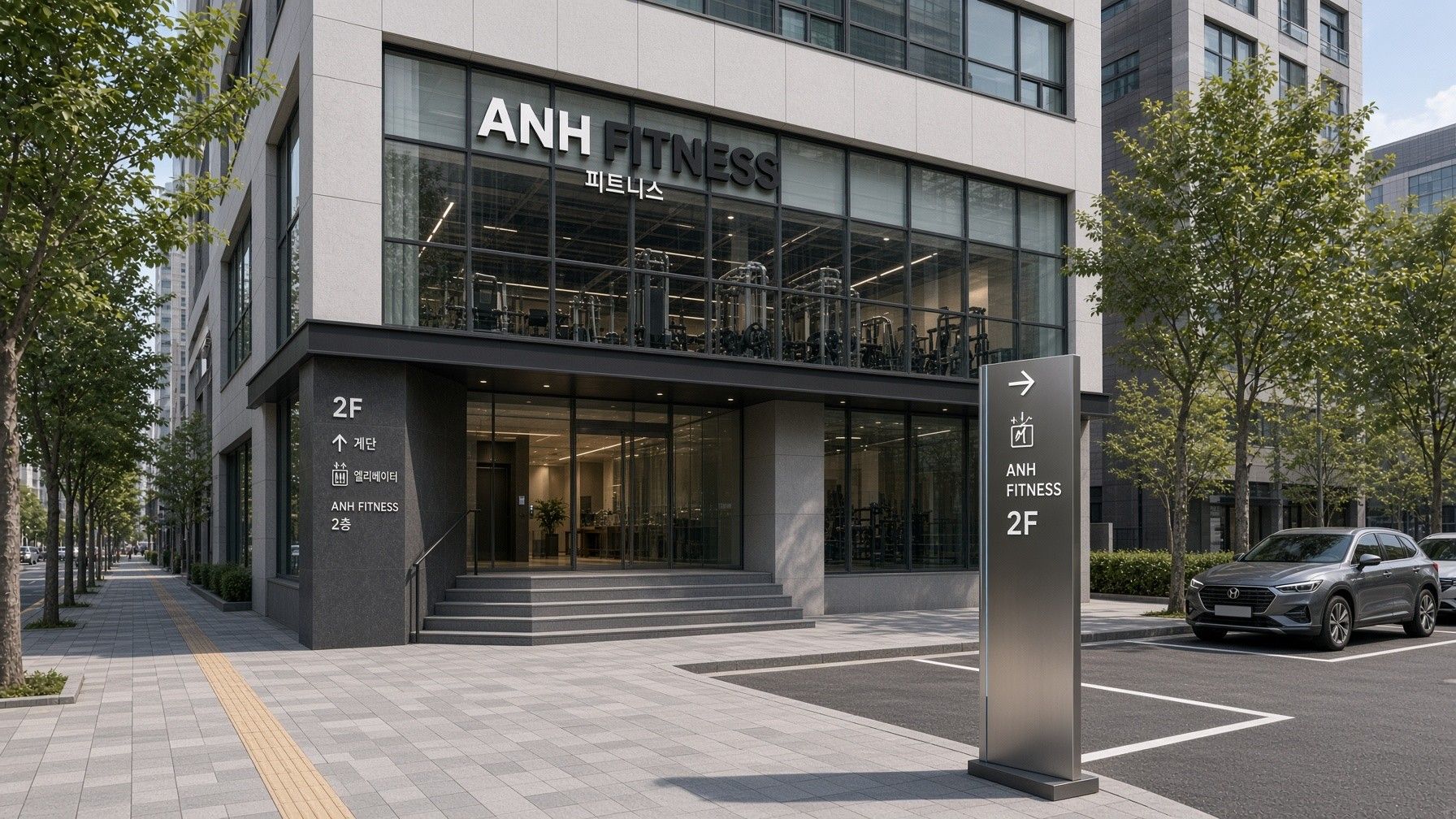 ANH FITNESS 간판이 있는 건물 외관