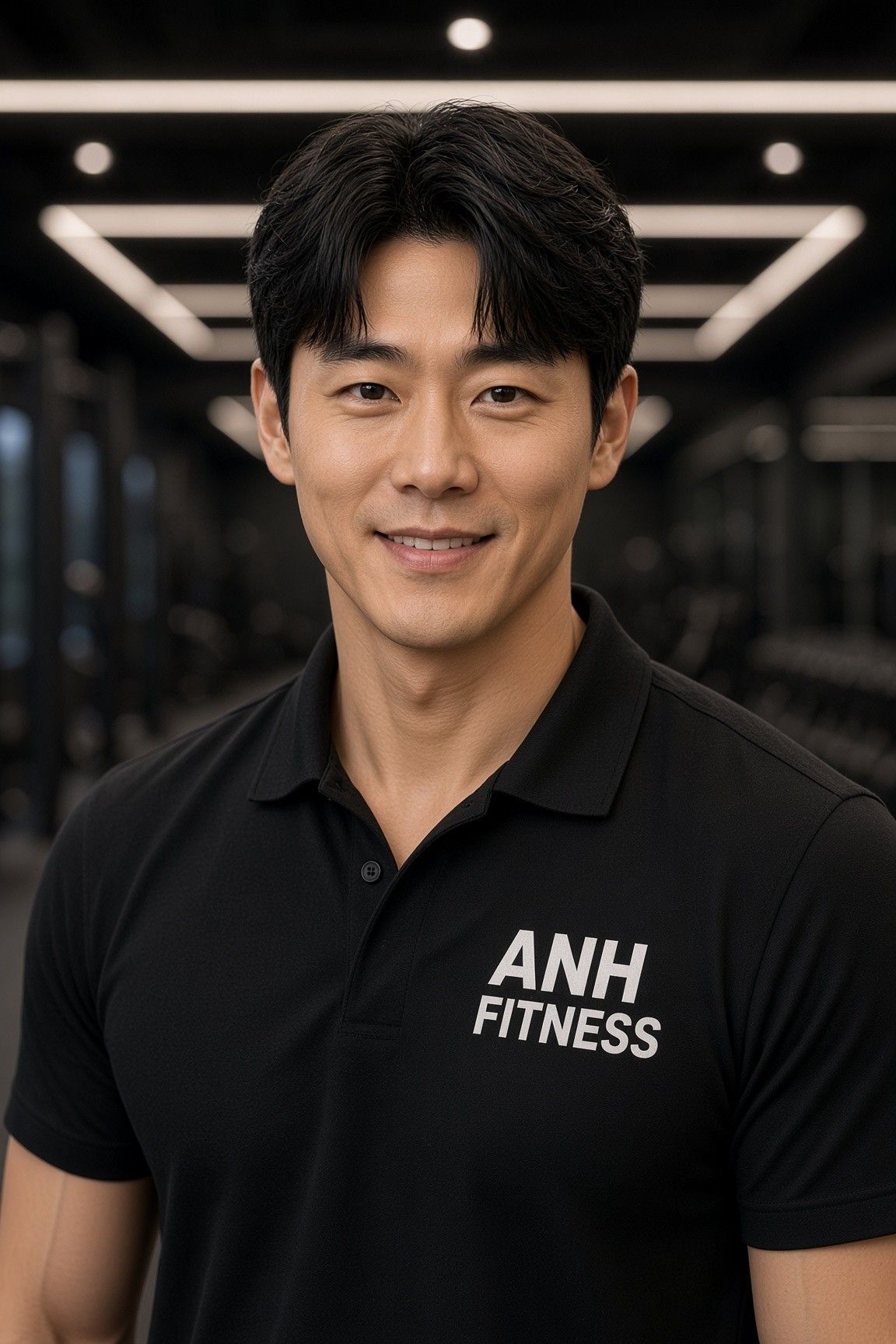 ANH 로고 티셔츠를 입은 남성 트레이너